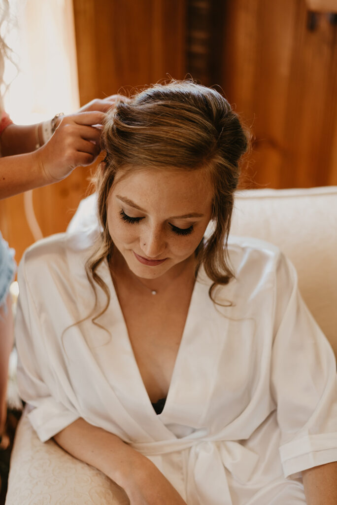 Bride getting ready at captain's bluff