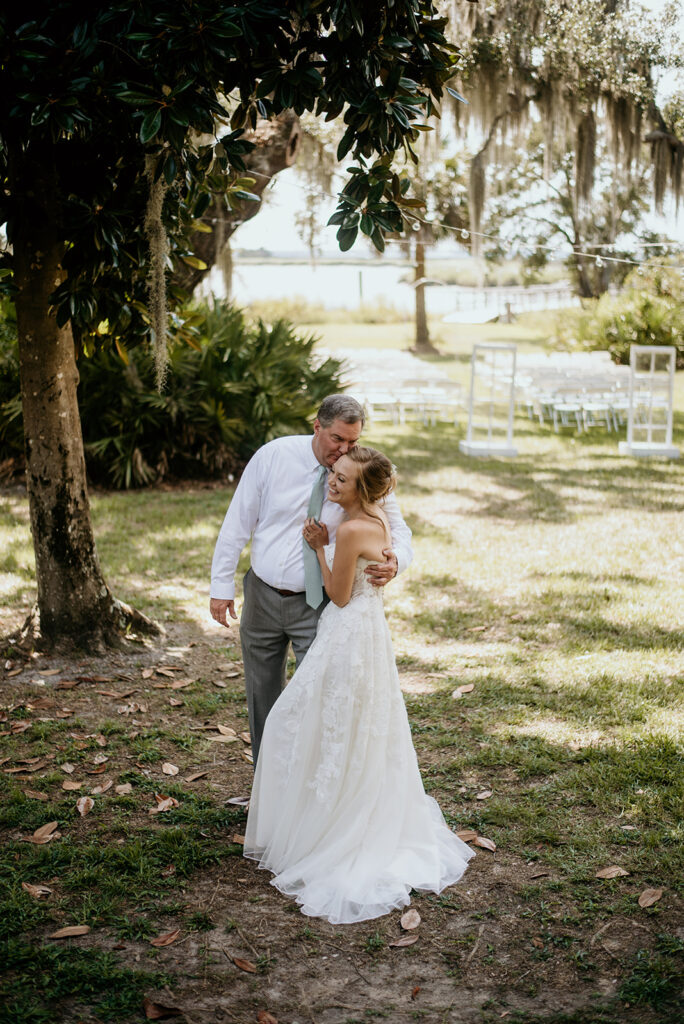 first look between the bride and her dad