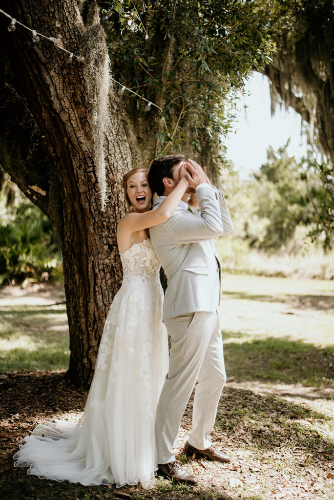 first touch bride and groom saint simons island wedding