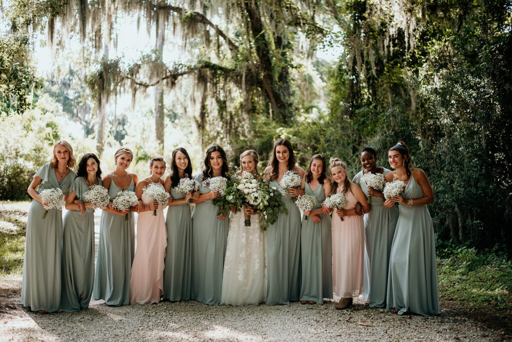 bridal party portraits saint simon's island wedding