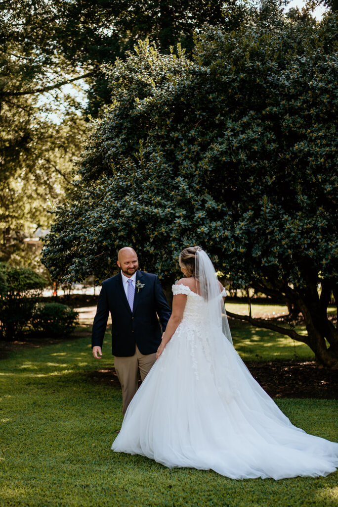 first look with the bride and her father outside