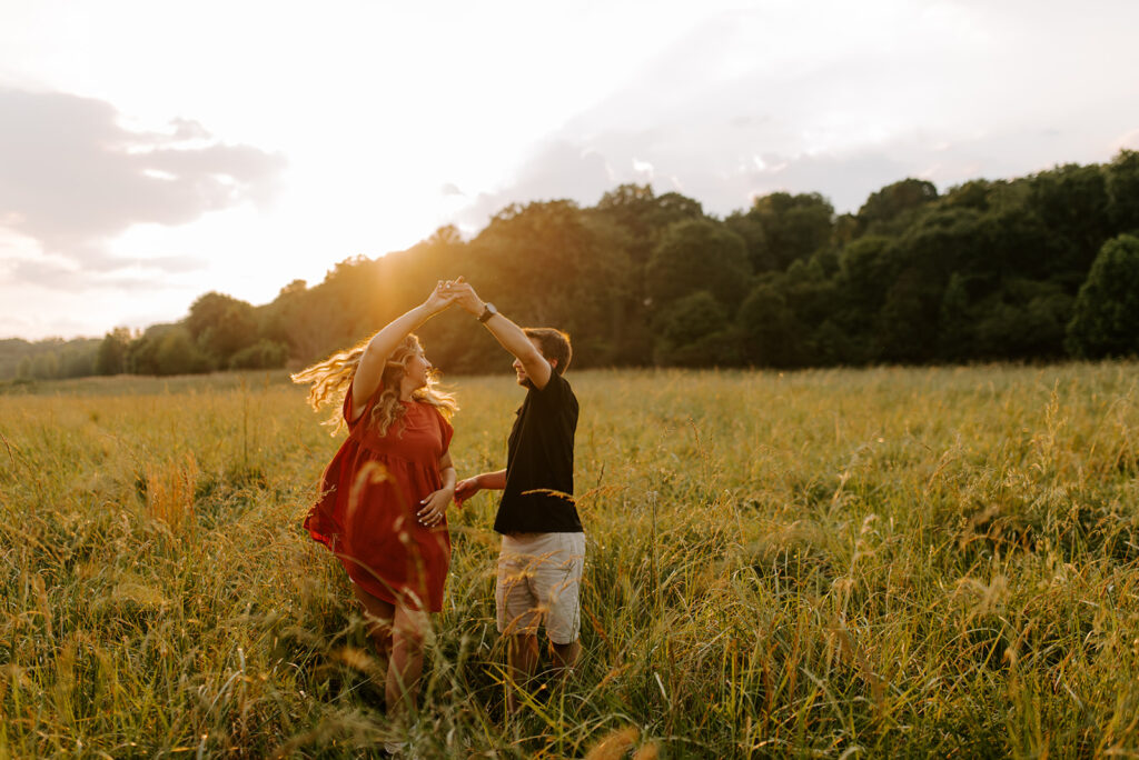 vaughter's farm golden hour engagement session