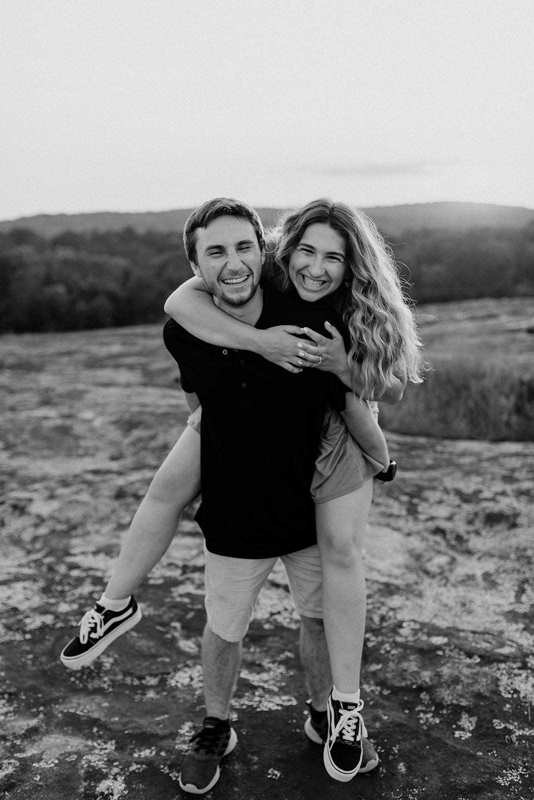 golden hour engagement session at arabia mountain