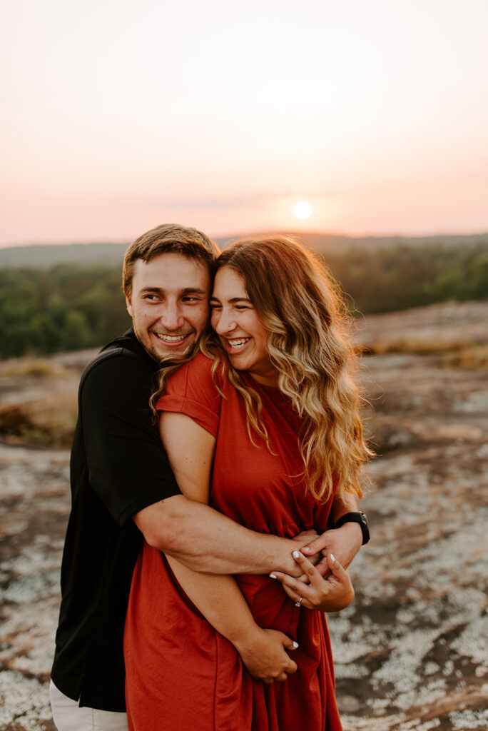 golden hour engagement session at arabia mountain