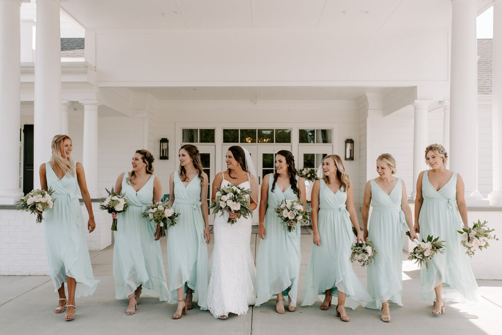 bridesmaids laughing with bride at the reserve club in aiken south carolina