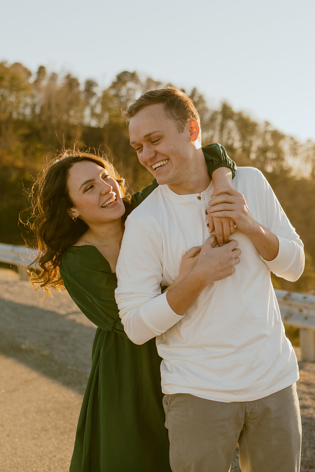 couple hugging and laughing